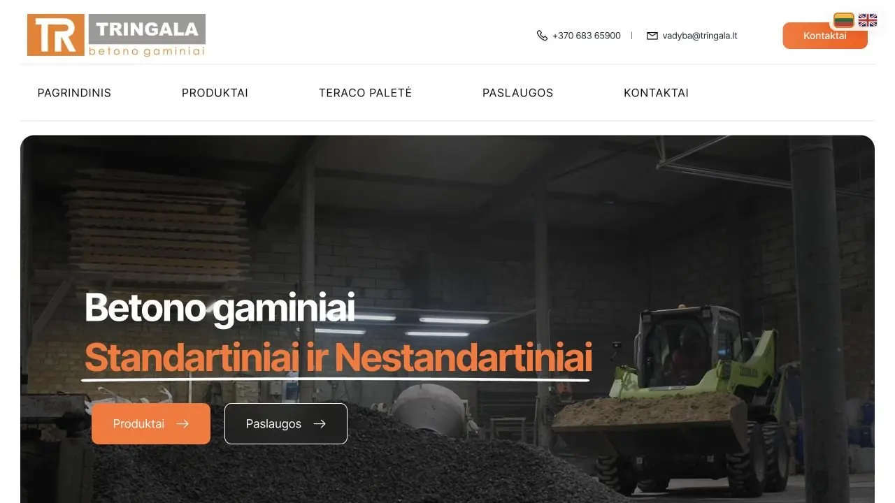 „Tringala.lt“ svetainės pradinis puslapis